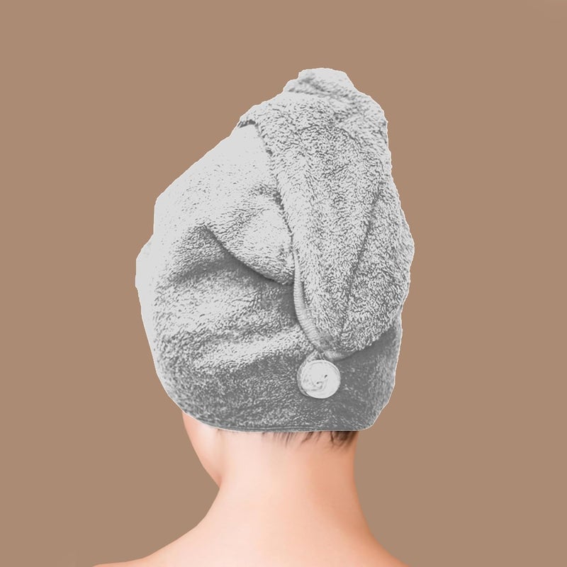 Siesta Zen Premium Quality 100% Combed Cotton Hair Drying Towel - Silver - Image 2